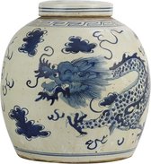 Fine Asianliving Chinese Gemberpot Blauw Draak Handgeschilderd B29xH29cm