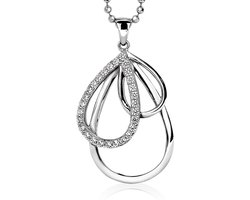 ZINZI zilveren hanger peer wit 40mm ZIH1369 (zonder collier)