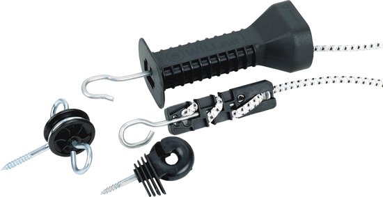 ZoneGuard Poortgreep elastiek ritset - 4.5m - Schrikdraad - Afrasteringdraad - Set - Zwart