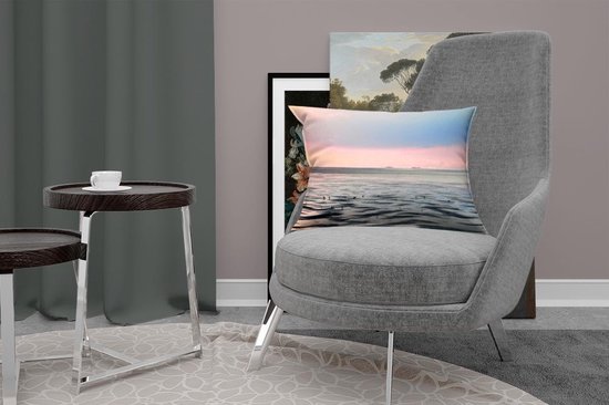 Sierkussen Mer des Wadden pour l'intérieur - La mer des Wadden calme au coucher du soleil - 50x30 cm - Coussin intérieur rectangulaire en coton