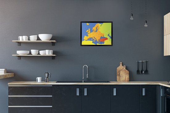 Cadre photo avec affiche - Cartes - Europe - Couleurs - 40x30 cm - Cadre pour affiche