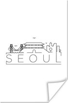 Poster Skyline "Seoel" op een witte achtergrond - 80x120 cm