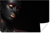 Poster Vrouw - Zwart - Goud - 90x60 cm