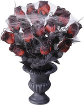 "Bosje rode Halloween rozen met spinnenweb  - Feestdecoratievoorwerp - One size"