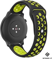 Siliconen Smartwatch bandje - Geschikt voor Strap-it Garmin Vivoactive 4s sport band - 40mm - zwart/geel - bandbreedte 18mm - Strap-it Horlogeband / Polsband / Armband