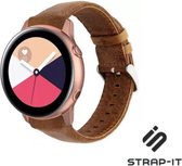 Leer Smartwatch bandje - Geschikt voor  Samsung Galaxy Watch Active / Active 2 leren bandje - bruin - Strap-it Horlogeband / Polsband / Armband