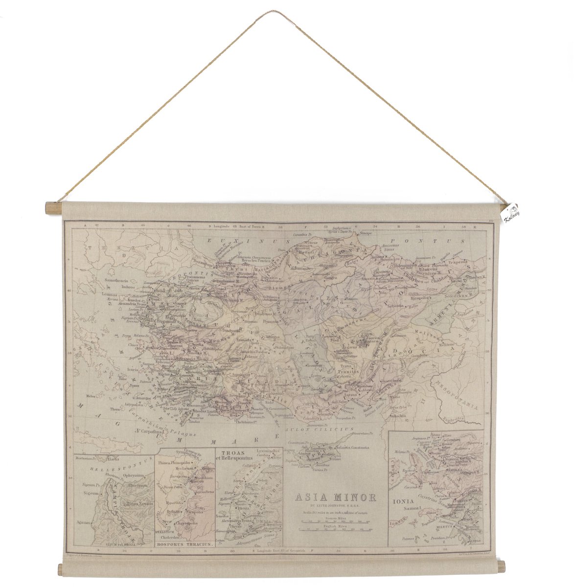 Oude landkaart Asia Minor op canvas