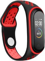 Siliconen Smartwatch bandje - Geschikt voor  Xiaomi Mi Band 3 /4 sport bandje - zwart/rood - Horlogeband / Polsband / Armband