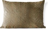 Buitenkussens - Tuin - Luxe patroon van bronzen lijnen tegen een donkergroene achtergrond - 60x40 cm