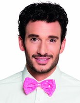 Roze verkleed vlinderstrik met pailletten 11 cm voor dames/heren - Gay Pride/ feestaccessoires voor volwassenen