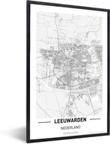 Fotolijst incl. Poster - Stadskaart Leeuwarden - 40x60 cm - Posterlijst - Plattegrond