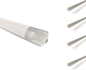 2m hoekig aluminium profiel voor LED-strip ondoorzichtige WITTE afdekking (pak van 5) - Kunststof - Zilver - Pack de 5 - 2 m - SILUMEN