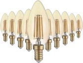 E14 LED filament 4W C35 kaarslamp (10 stuks) - Warm wit licht - Verre - Wit - Pack de 10 - Wit Chaud 2300k - 3500k - SILUMEN