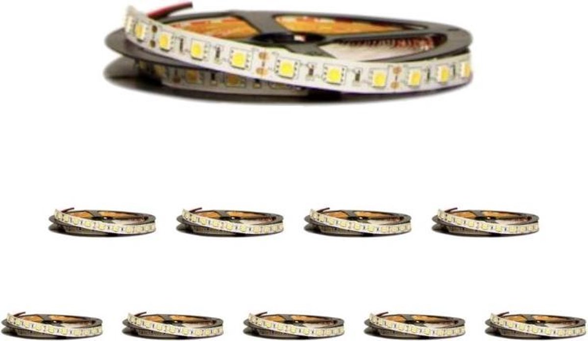 Silumen LED strip 12V 5M 5050 IP20 60LED / m (10 stuks) - Warm wit licht - Overig - Wit - Wit Chaud 3000K - SILUMEN