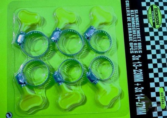 Slangklemmen set, 6 delig, 13-23mm, 14-27mm, Benson van Benson — afbeelding 3