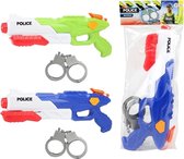 1x Waterpistolen/waterpistool politie blauw van 40 cm inclusief handboeien kinderspeelgoed - waterspeelgoed van kunststof