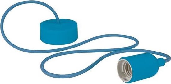 Siliconen hanglamp met textielkabel, 100 cm, verstelbaar, fitting E27, blauw