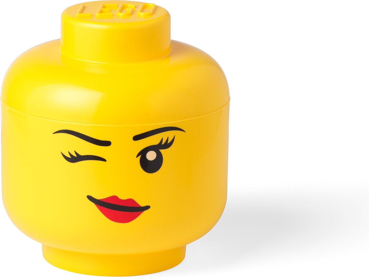 Lego - Opbergbox - Hoofd - Whinky Klein - Rond - Stapelbaar - Kunststof - Geel