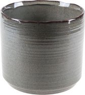 Bloempot voor Binnen en Buiten - Plantenbak - Plantenpot - Groen - Rond Aardewerk - 16x16xh14,5cm
