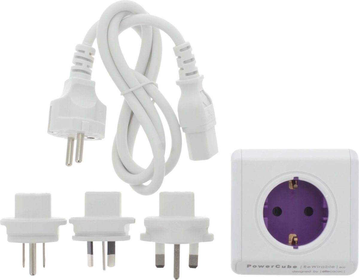 lava Meer uitslag DesignNest PowerCube ReWirable DUO USB reisstekker - reis adapter - 4  stopcontacten -... | bol.com