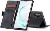 Retro Wallet Slim Case - Telefoonhoesje - Portemonnee Hoesje voor Samsung Galaxy Note 10 Plus - Zwart