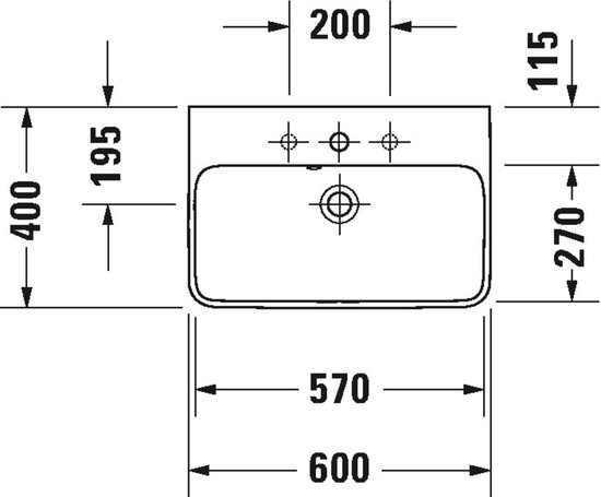 Lavabo Compact, 600x400 mm, avec 1 trou, blanc alpin