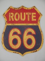 wandbord - retro reclame route 66 - Metaal - 0.6 cm hoog