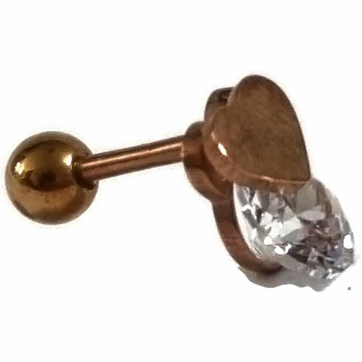 Aramat Jewels | Piercings | Zirkonia Hart Oorbellen - Trendy Rosékleurige Helix | | | |7mm | Staal | Volwassenen | Verkleurd niet