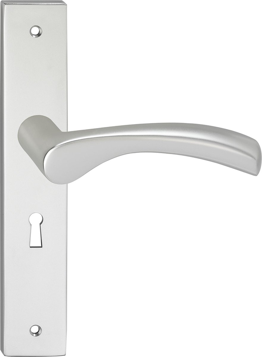 Deurkruk - Impresso Oxford - Voor binnen - Vierkant deurschild met schroeven en sleutelgat - Aluminium - 2 stuks