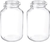 Set van 2x stuks glazen weckpotten/inmaakpotten met beugelsluiting 4000 ml - Bewaarpotten/voorraadpotten