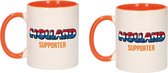 2x stuks Holland supporter beker / mok wit en oranje - 300 ml - popart - oranje supporter / fan