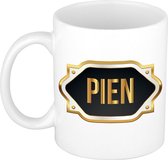 Pien naam cadeau mok / beker met gouden embleem - kado verjaardag/ moeder/ pensioen/ geslaagd/ bedankt