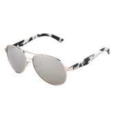 IZZLE Zonnebril Aviator 1300 - Dames/Heren - UV400 - Zwart met wit montuur/Gekleurd glas