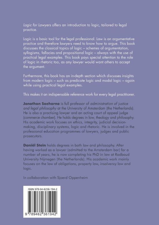 Boom Juridische studieboeken- Logic for Lawyers | 9789462361942 | Jonathan  E. Soeharno... | bol.com