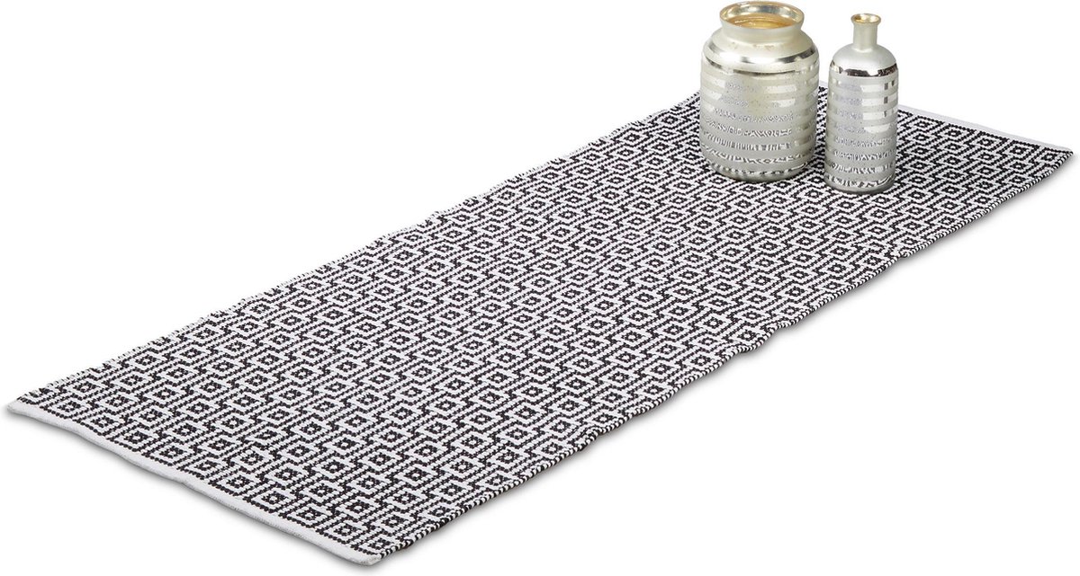 Relaxdays vloerkleed katoen loper tapijt 80x200 70x140 cm handgemaakt