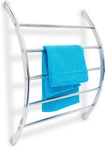 Relaxdays handdoekenrek muur - 5 stangen - moderne handdoekhouder - handdoekrek staal
