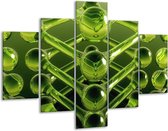Glasschilderij -  Abstract - Groen - 100x70cm 5Luik - Geen Acrylglas Schilderij - GroepArt 6000+ Glasschilderijen Collectie - Wanddecoratie- Foto Op Glas