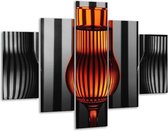 Glasschilderij -  Glas - Oranje, Zwart, Grijs - 100x70cm 5Luik - Geen Acrylglas Schilderij - GroepArt 6000+ Glasschilderijen Collectie - Wanddecoratie- Foto Op Glas
