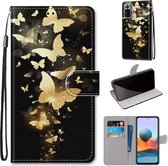 Voor Xiaomi Redmi Note 10 Pro Max / Note 10 Pro Gekleurde tekening Cross Texture Horizontale Flip PU lederen hoes met houder & kaartsleuven & portemonnee & lanyard (Golden Butterfly Group)