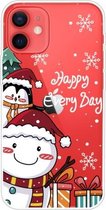 Christmas Series Clear TPU beschermhoes voor iPhone 12 mini (Cute Penguin Snowman)