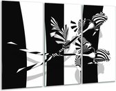 Glasschilderij Abstract - Zwart, Wit, Grijs - 120x80cm 3Luik - Foto Op Glas - Geen Acrylglas Schilderij - GroepArt 6000+ Glas Art Collectie - Maatwerk Mogelijk
