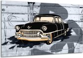 Peinture | Peinture sur toile Oldtimer, voiture | Gris, noir, jaune | 120x70cm 1Hatch | Tirage photo sur toile