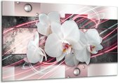 Peinture | Peinture sur toile Orchidée, Fleurs | Rose, gris, blanc | 120x70cm 1Hatch | Tirage photo sur toile