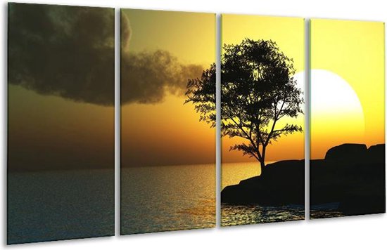 Peinture sur verre Sunset | Noir, jaune, gris | 160x80cm 4 Liège | Tirage photo sur verre |  F000705