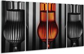 GroepArt - Glasschilderij - Glas - Oranje, Zwart, Grijs - 160x80cm 4Luik - Foto Op Glas - Geen Acrylglas Schilderij - 6000+ Glasschilderijen Collectie - Wanddecoratie