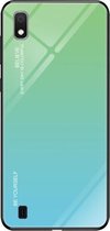 Voor Galaxy A10 Gradient Color Glass Case (Sky Blue)