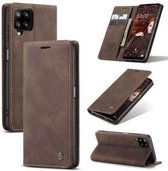 Caseme Samsung Galaxy A12 Retro Wallet Case Hoesje - Coffee