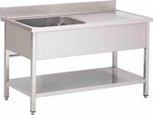 Gastro-Inox Spoeltafel Met Links 1 Spoelbak En Onderblad, 1400(l)mm, Gastro-Inox 305.503