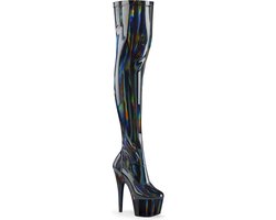 Pleaser - ADORE-3000HWR Plateau Overknee Laarzen - Paaldans schoenen - 44 Shoes - Zwart