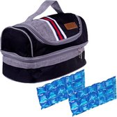 Kleine koeltas voor lunch zwart met 2 stuks flexibele koelelementen 5.4 liter